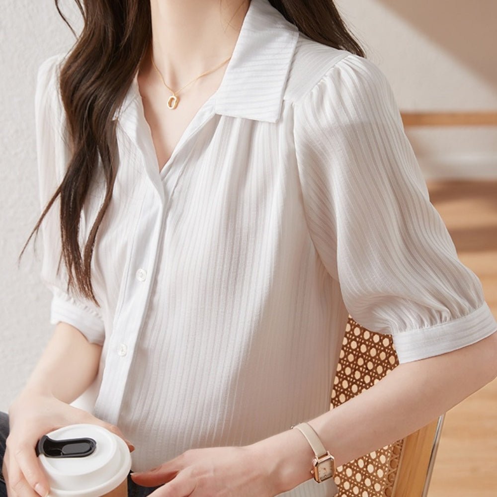 スキッパー襟シフォンブラウス｜オフィスカジュアル レディース 通販【ミレジェネ】