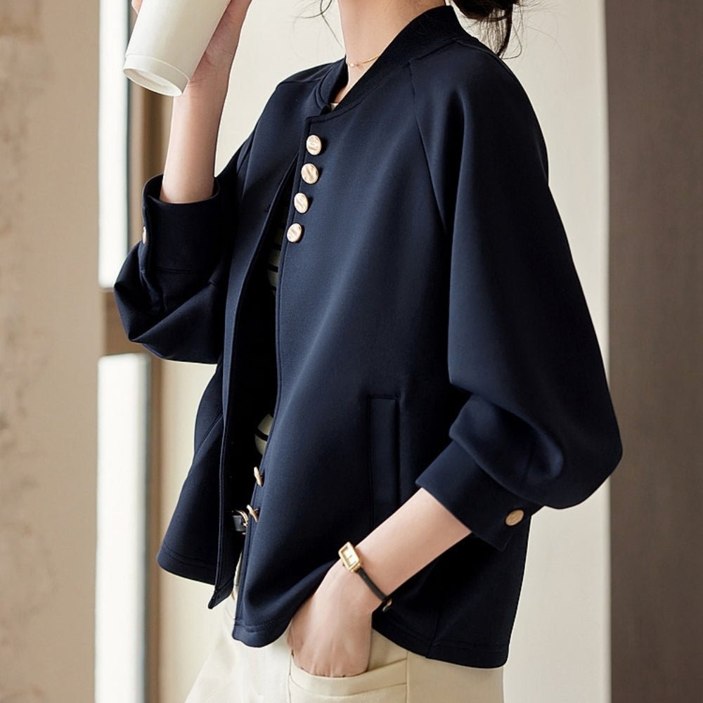 スタンドカラーラグランスリーブジャケット｜オフィスカジュアル レディース 通販【ミレジェネ】