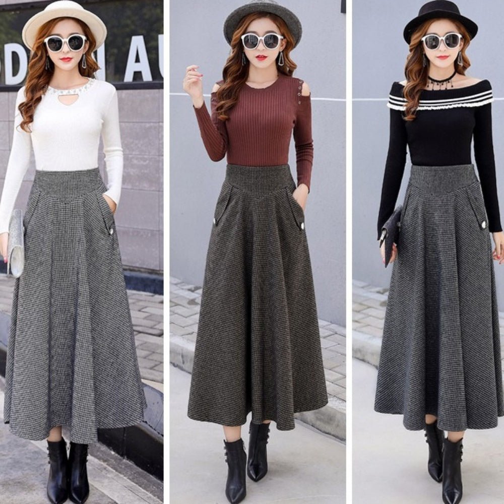 千鳥柄ハイウエストスカート｜オフィスカジュアル レディース 通販【ミレジェネ】