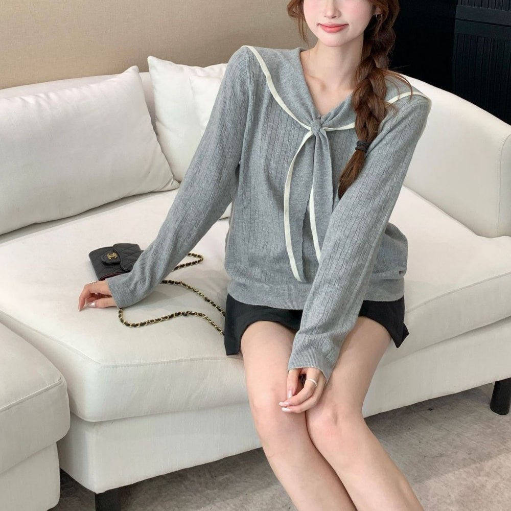 セーラーカラー配色ニット｜オフィスカジュアル レディース 通販【ミレジェネ】