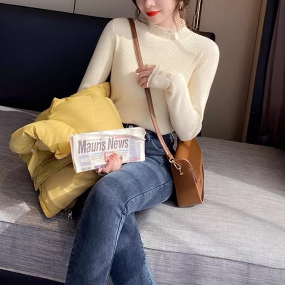 シアーフリルトリムリブニット｜オフィスカジュアル レディース 通販【ミレジェネ】