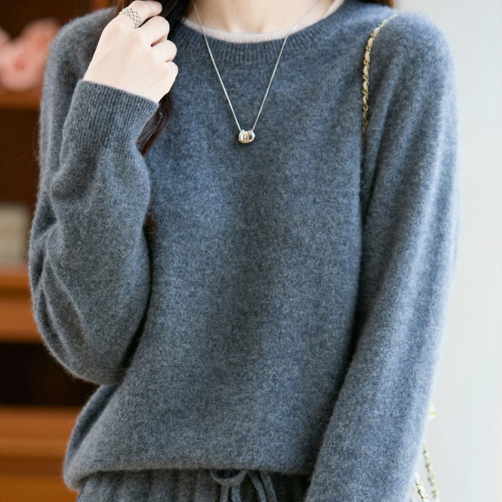 首元バイカラーニット｜オフィスカジュアル レディース 通販【ミレジェネ】