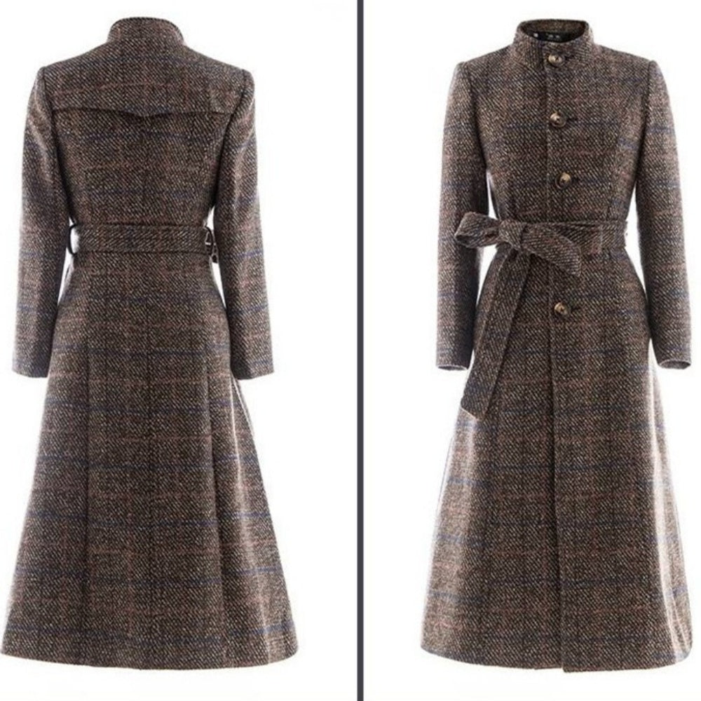 チェック柄スタンドカラーコート｜オフィスカジュアル レディース 通販【ミレジェネ】