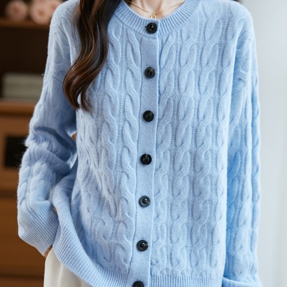 ウールケーブルニットカーディガン｜オフィスカジュアル レディース 通販【ミレジェネ】