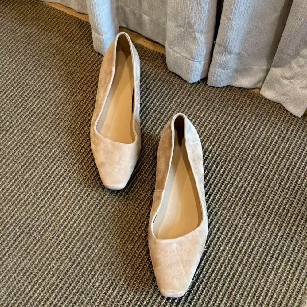 スクエアトゥスエード調パンプス｜オフィスカジュアル レディース 通販【ミレジェネ】