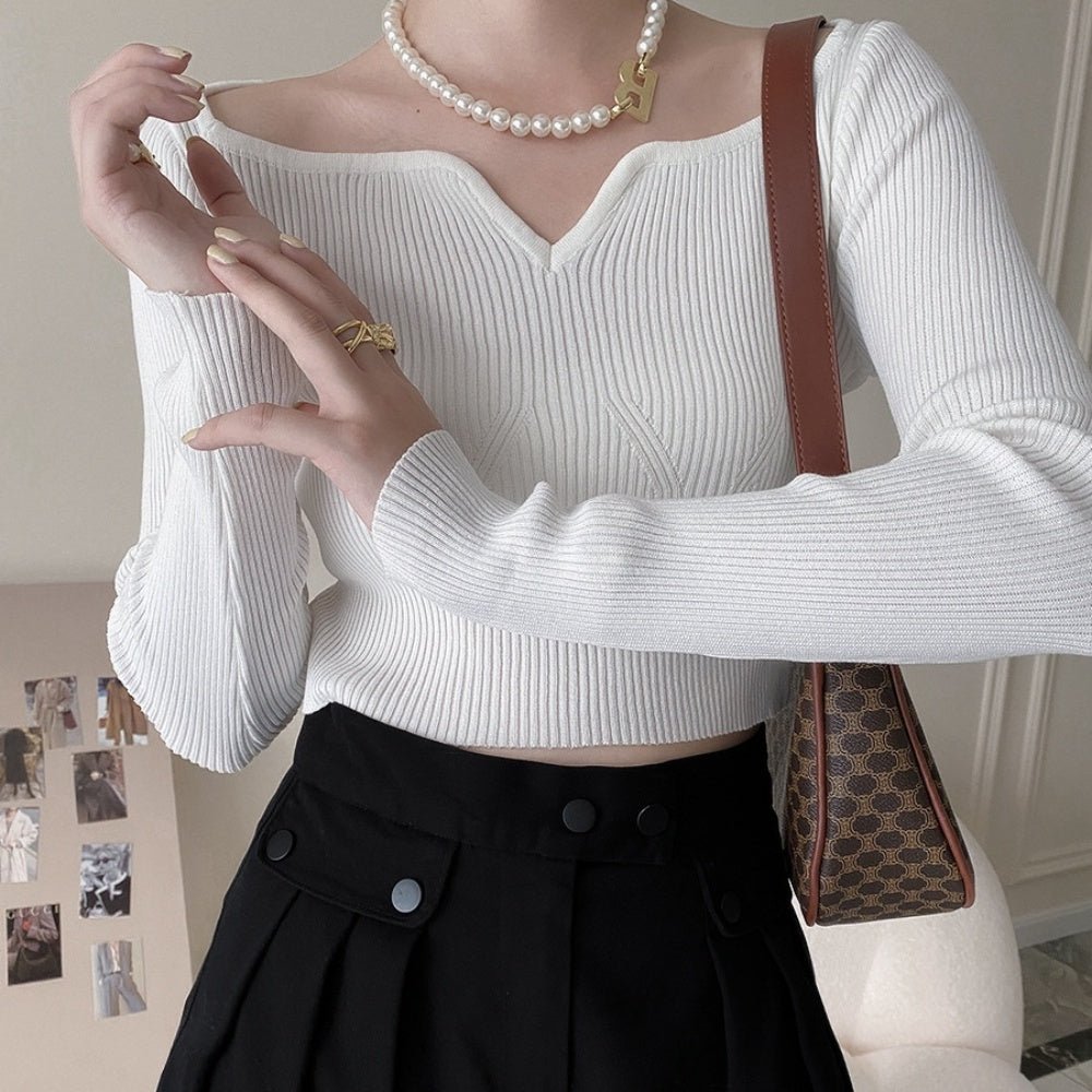 ハートネックリブニット｜オフィスカジュアル レディース 通販【ミレジェネ】