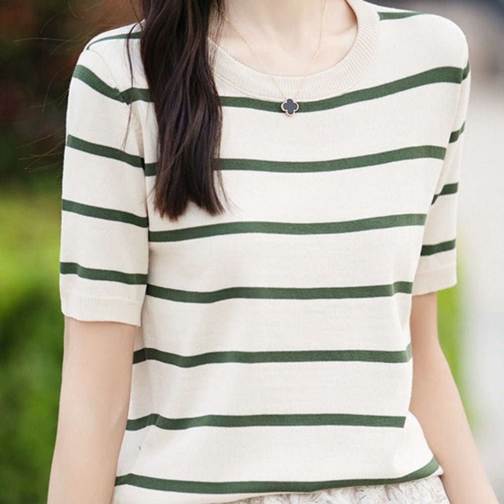 フレンチボーダー薄ニットトップス｜オフィスカジュアル レディース 通販【ミレジェネ】