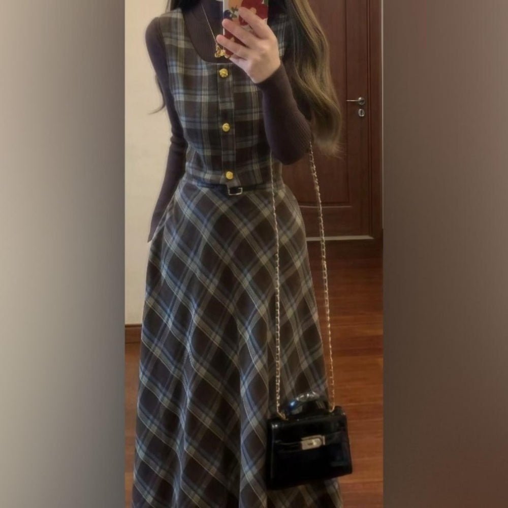 チェック柄ベスト×スカートセットアップ｜オフィスカジュアル レディース 通販【ミレジェネ】