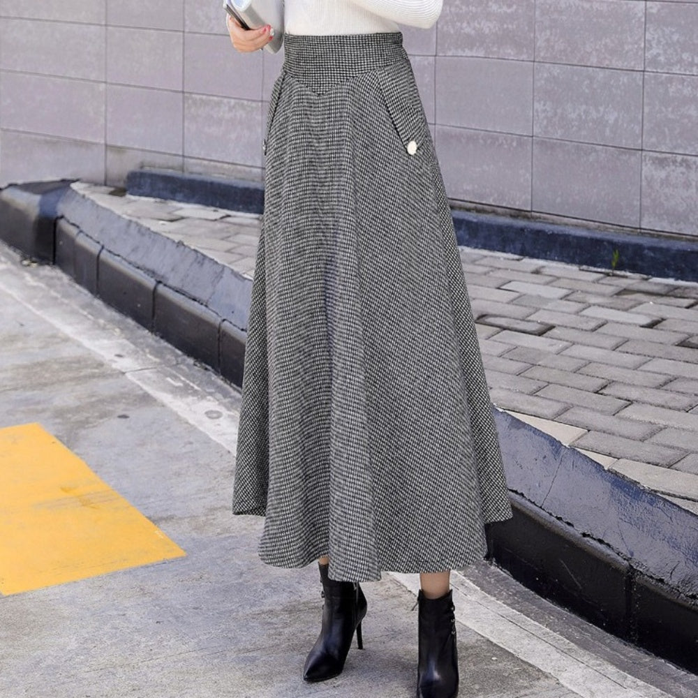 千鳥柄ハイウエストスカート｜オフィスカジュアル レディース 通販【ミレジェネ】