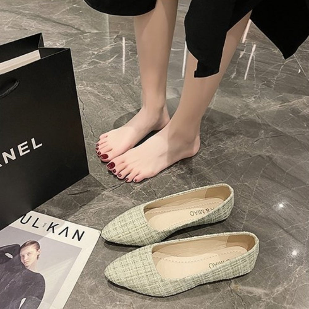 シンプルツイードフラットパンプス｜オフィスカジュアル レディース 通販【ミレジェネ】