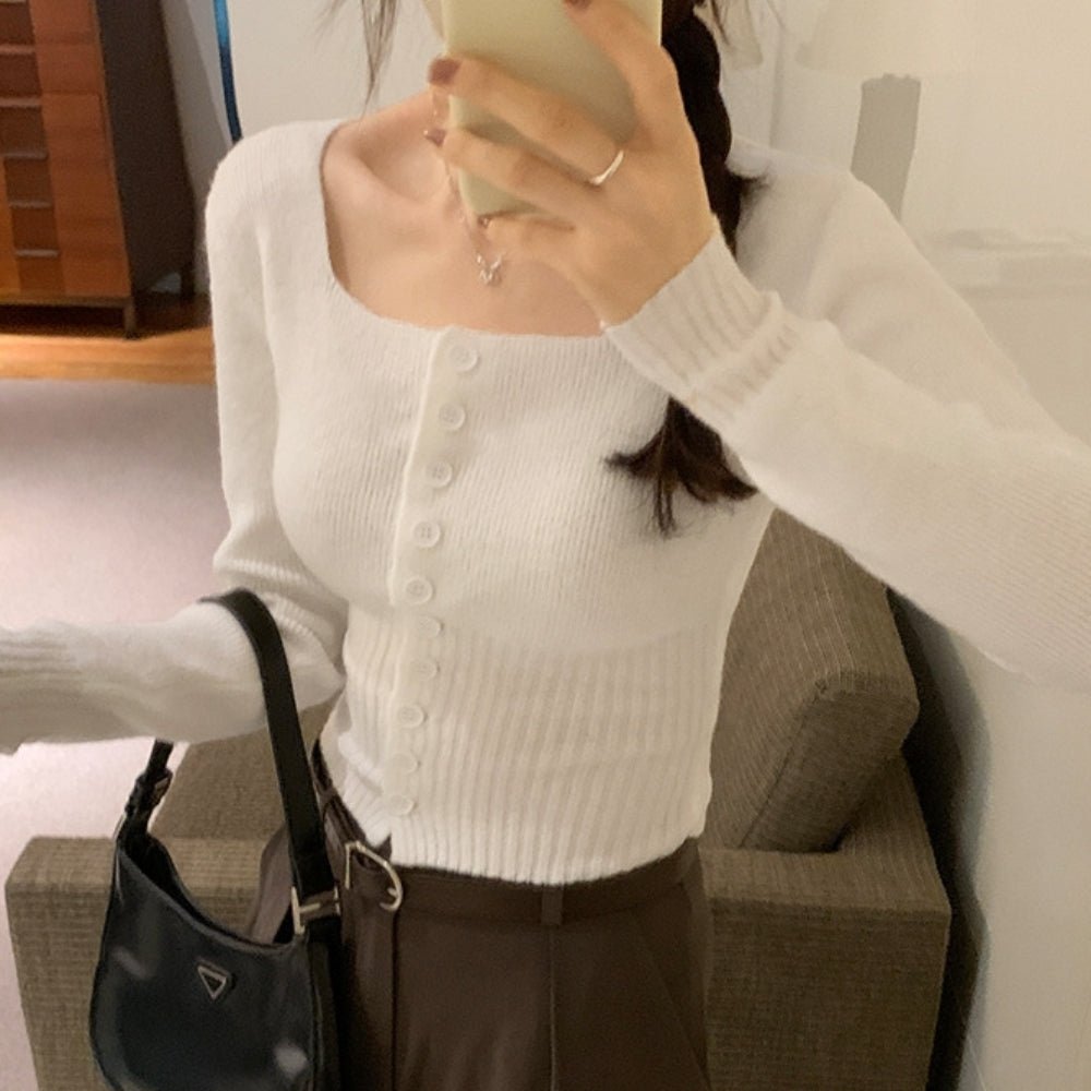 ベーシックスクエアネックカーディガン｜オフィスカジュアル レディース 通販【ミレジェネ】