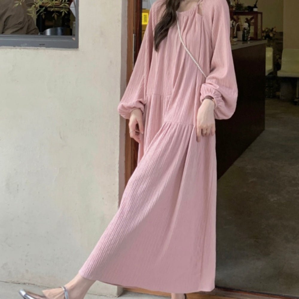 プリーツ加工長袖ワンピース｜オフィスカジュアル レディース 通販【ミレジェネ】