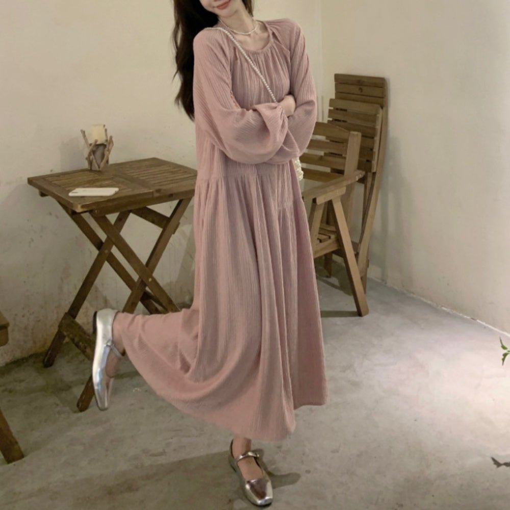 プリーツ加工長袖ワンピース｜オフィスカジュアル レディース 通販【ミレジェネ】