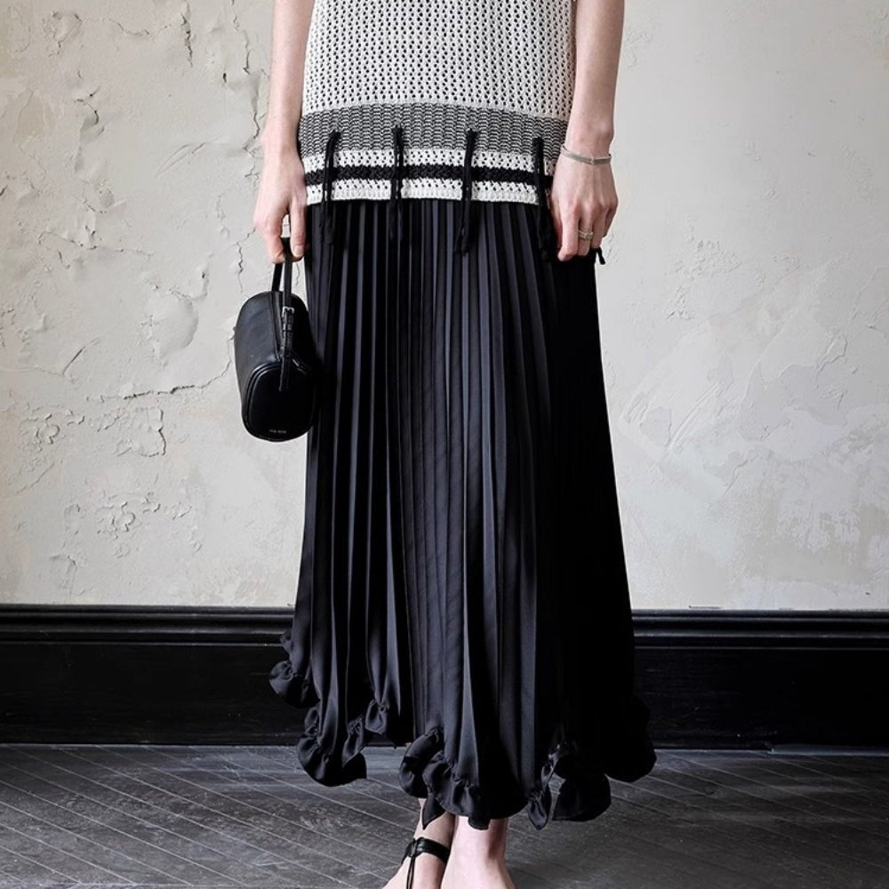 裾フリルサテンプリーツスカート