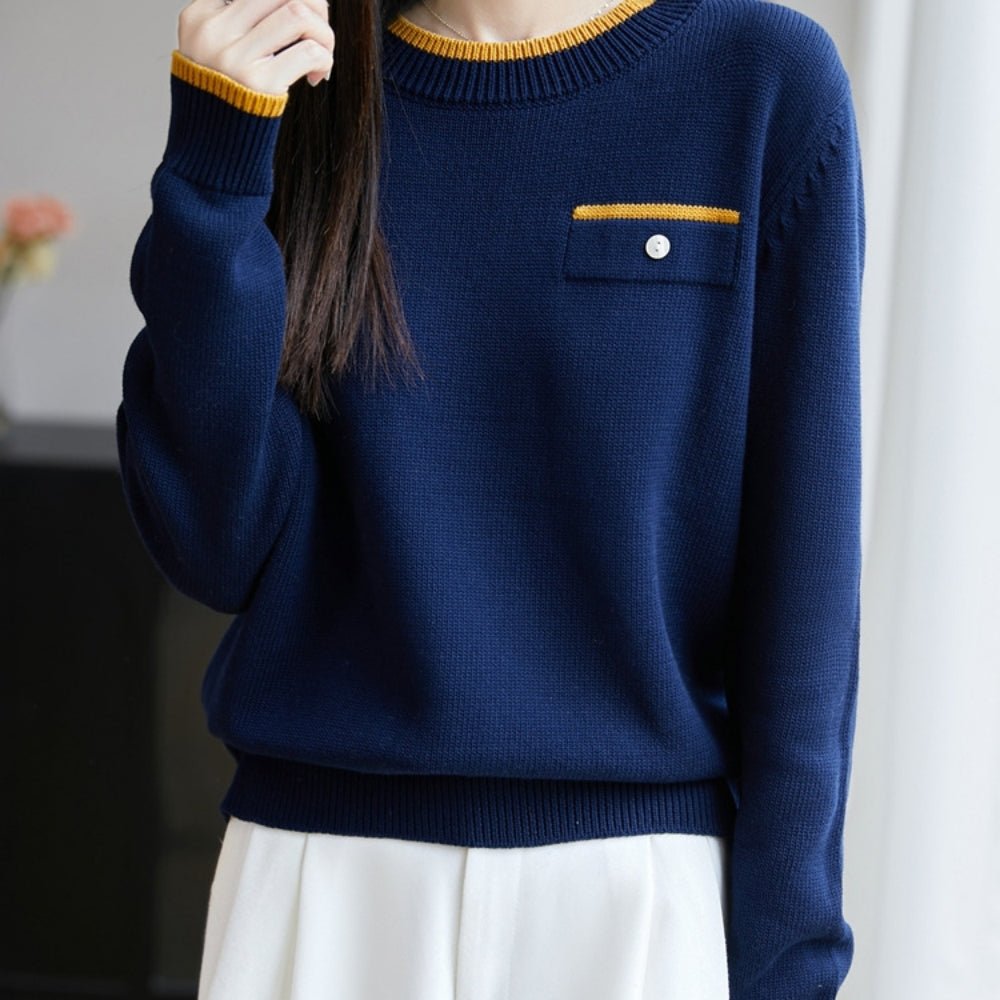 アクセント胸元デザインニット｜オフィスカジュアル レディース 通販【ミレジェネ】