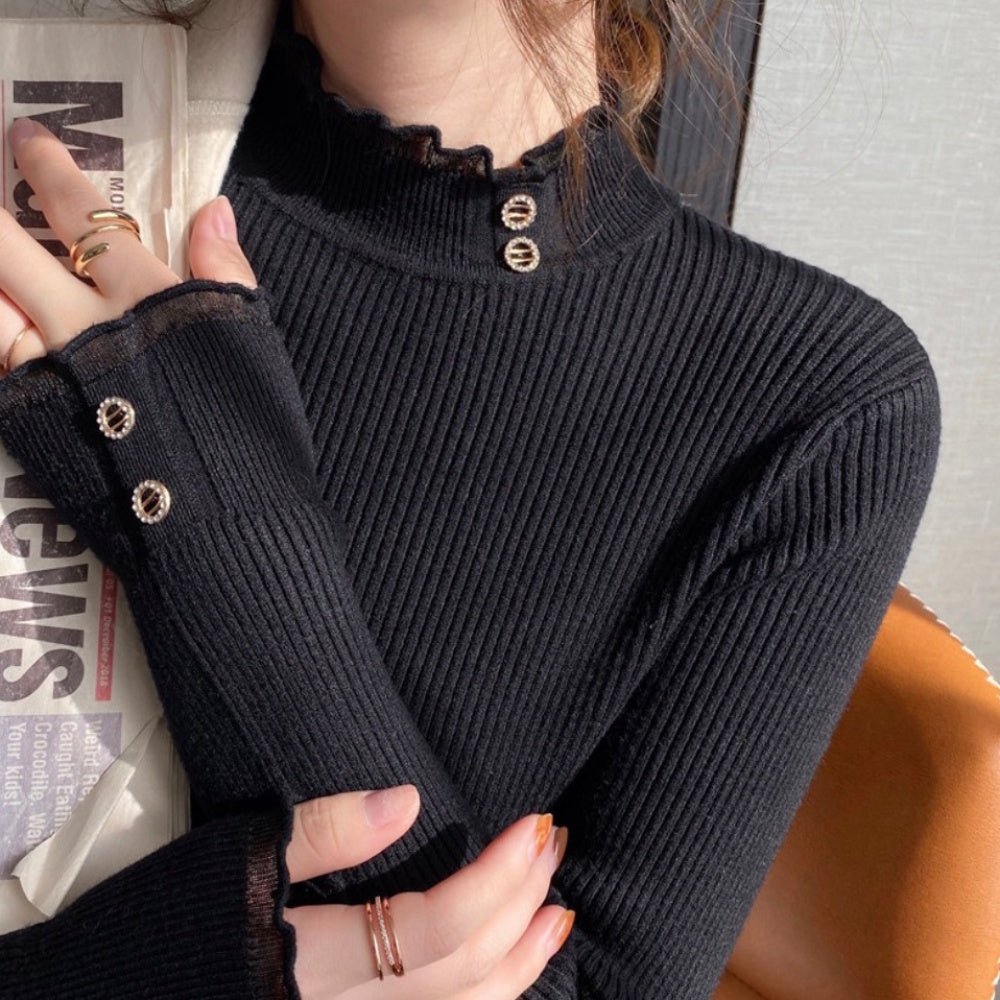 シアーフリルトリムリブニット｜オフィスカジュアル レディース 通販【ミレジェネ】