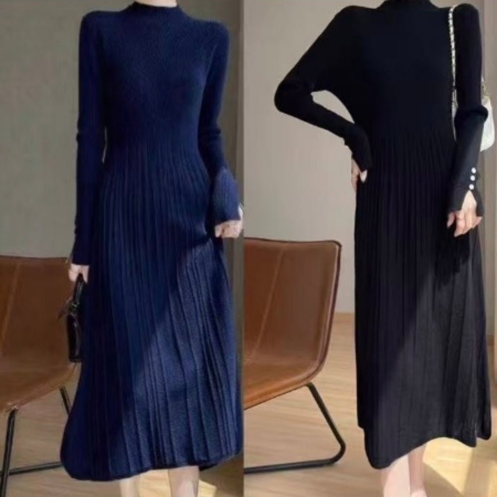 切り替えプリーツニットワンピース｜オフィスカジュアル レディース 通販【ミレジェネ】