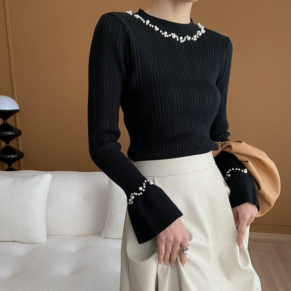 パール付スリムニット｜オフィスカジュアル レディース 通販【ミレジェネ】