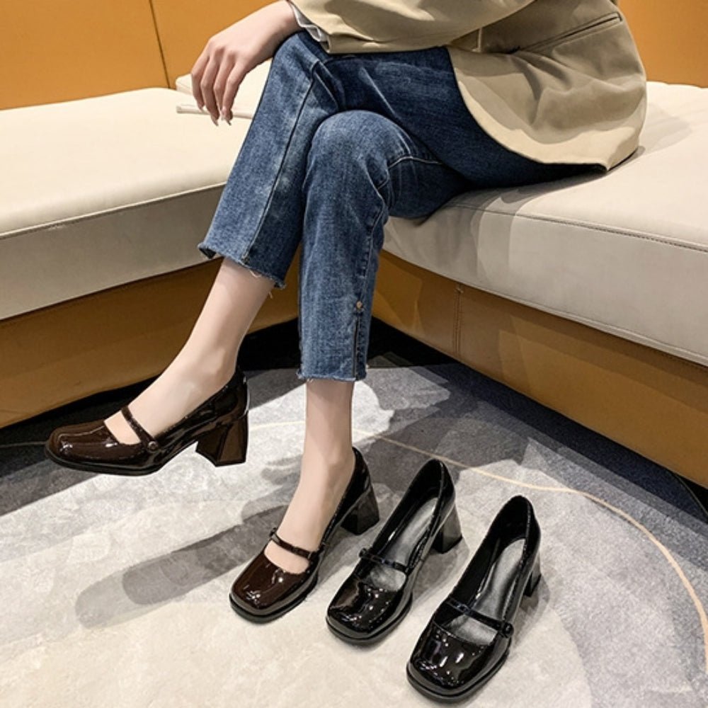 アッパーストラップスクエアトゥパンプス｜オフィスカジュアル レディース 通販【ミレジェネ】