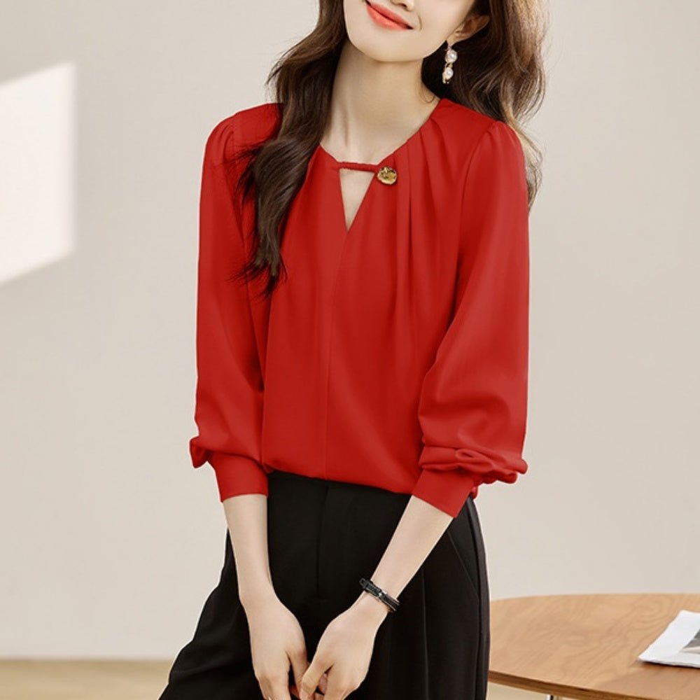 <即納>タックスリットデザインブラウス｜オフィスカジュアル レディース 通販【ミレジェネ】