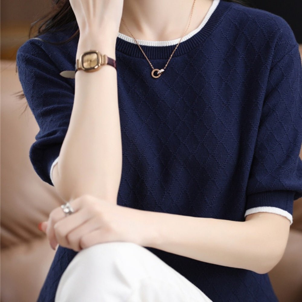アミュレット Amulet 半袖バイカラーニット レディース トップス
