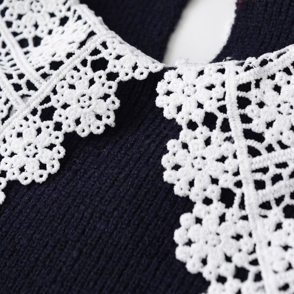 レース襟付き半袖ニット｜オフィスカジュアル レディース 通販【ミレジェネ】