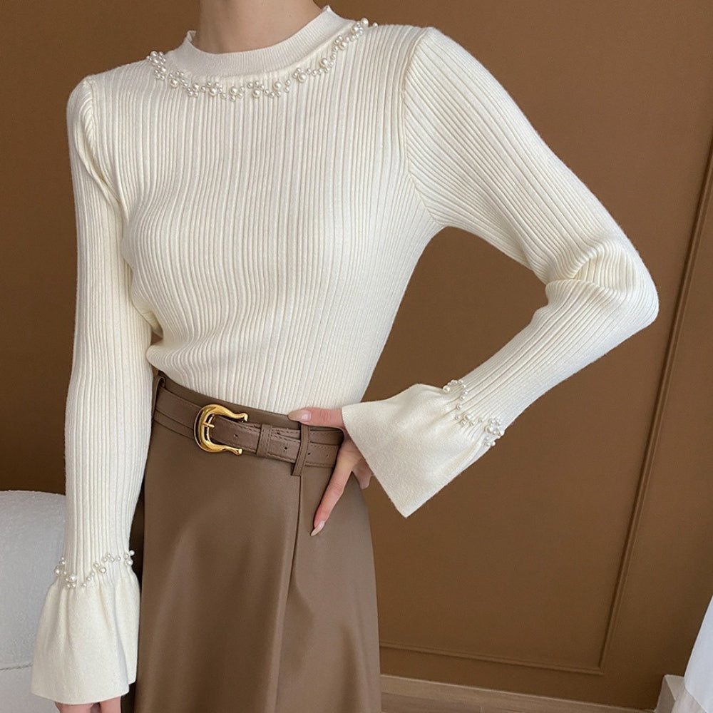 パール付スリムニット｜オフィスカジュアル レディース 通販【ミレジェネ】