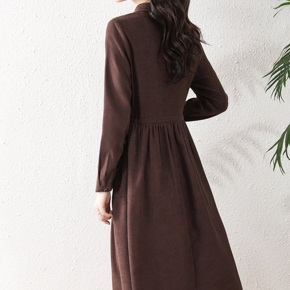 くるみボタンウエスト切り替えワンピース｜オフィスカジュアル