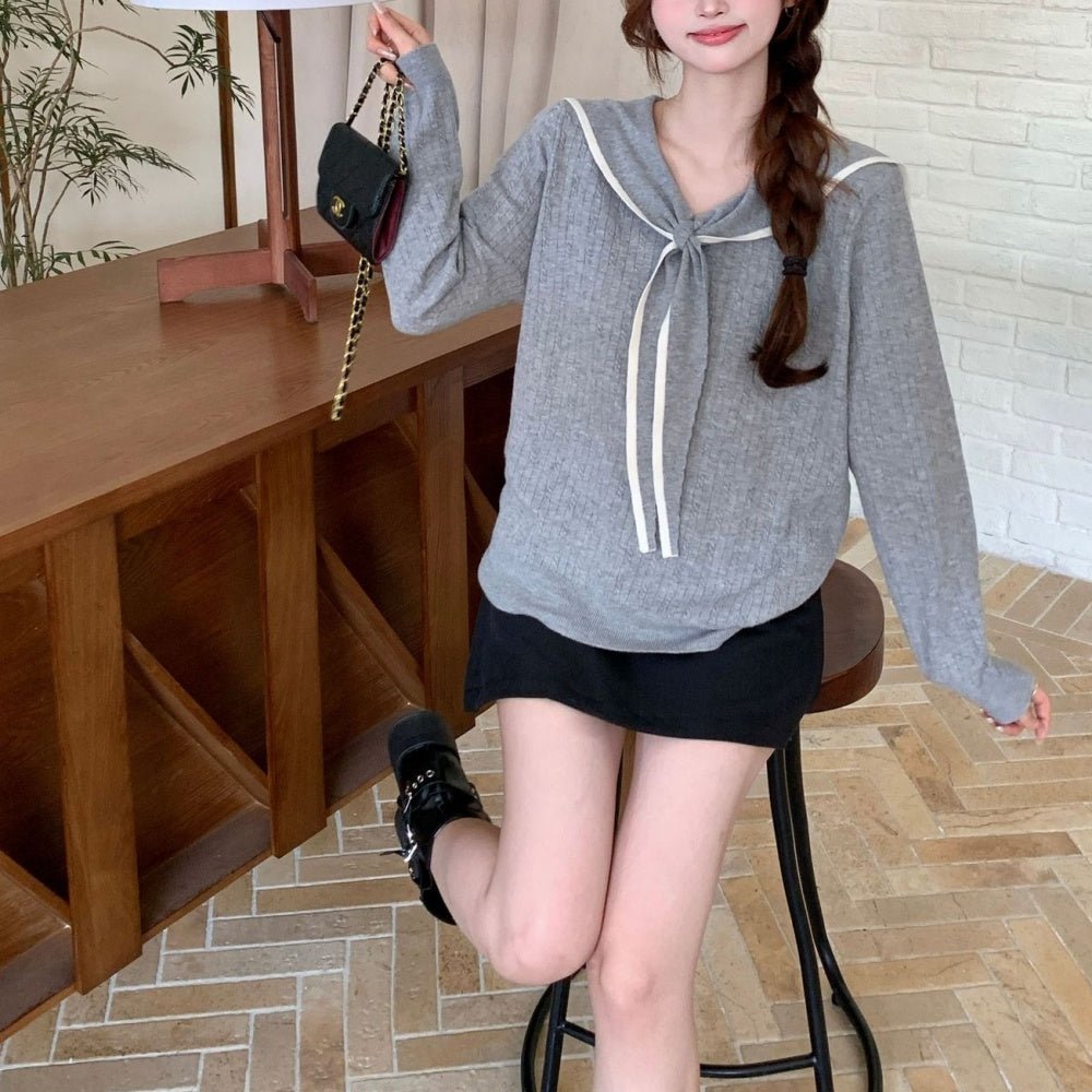 セーラーカラー配色ニット｜オフィスカジュアル レディース 通販【ミレジェネ】