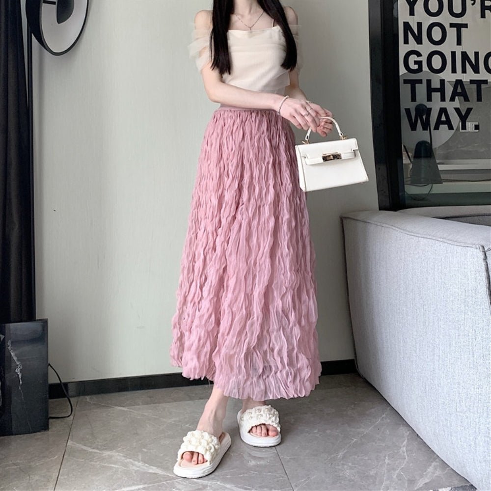 ウェーブプリーツシフォンマキシスカート｜オフィスカジュアル レディース 通販【ミレジェネ】