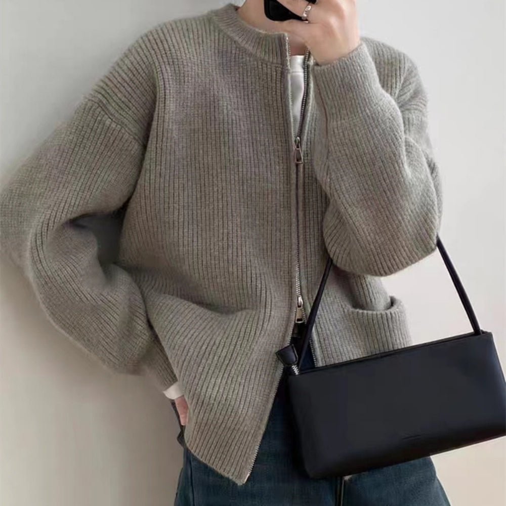 Reneカーディガン ダブルジッパー モカベージュ36Mルネ Rene