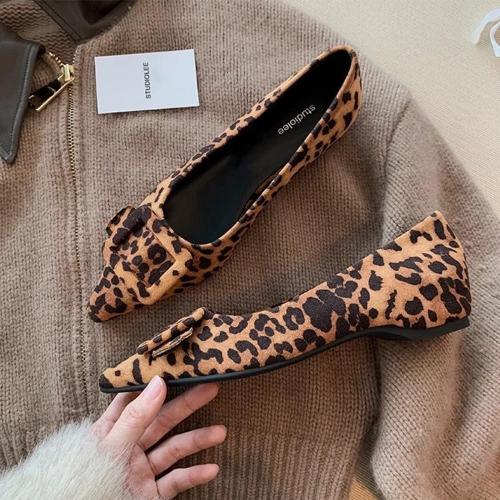 ヒョウ柄スクエアバックルパンプス｜オフィスカジュアル レディース 通販【ミレジェネ】