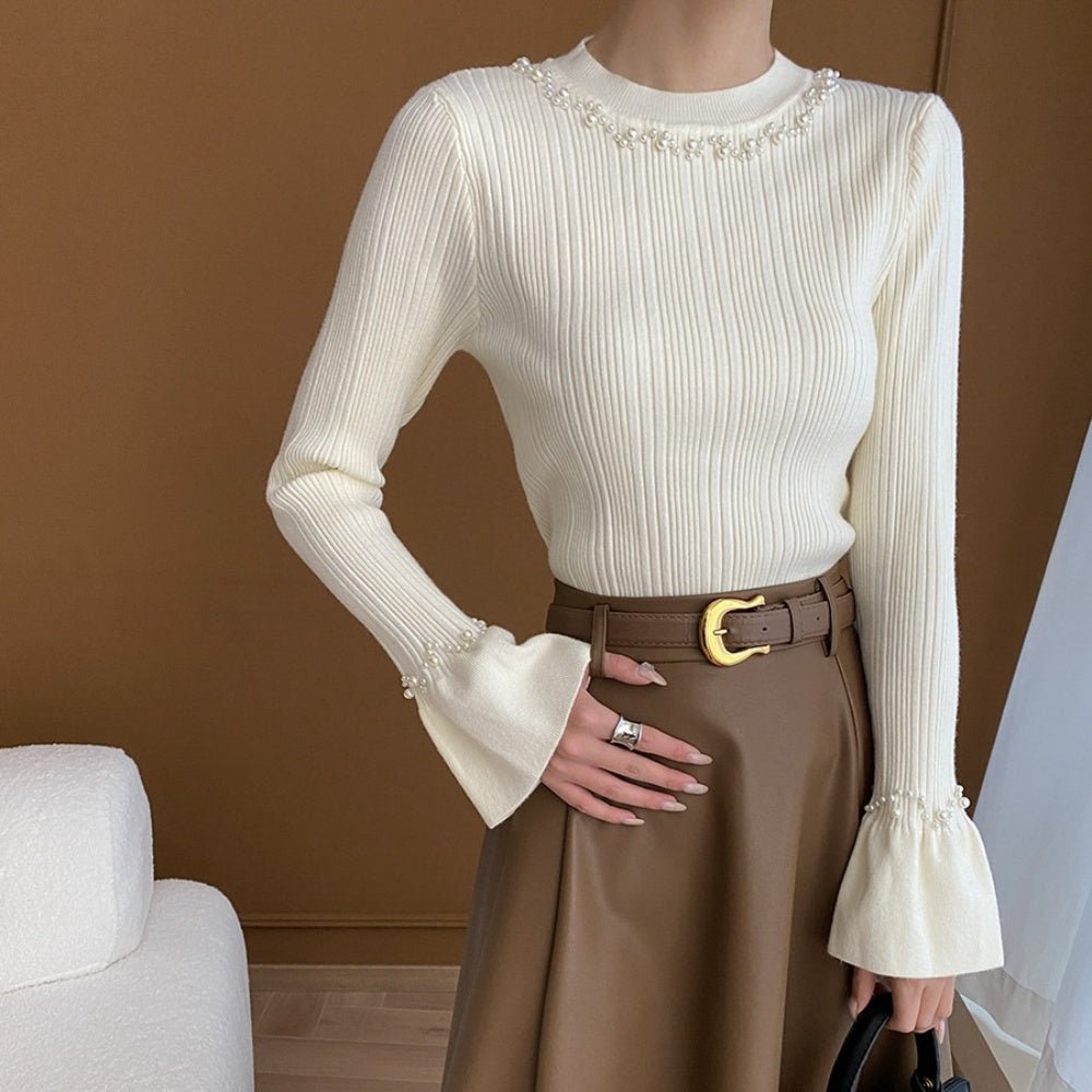 パール付スリムニット｜オフィスカジュアル レディース 通販【ミレジェネ】