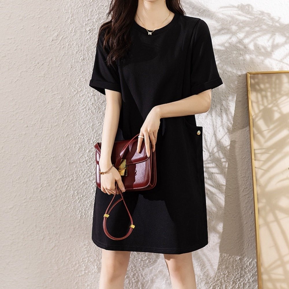 ラウンドカラー半袖ワンピース｜オフィスカジュアル レディース 通販【ミレジェネ】