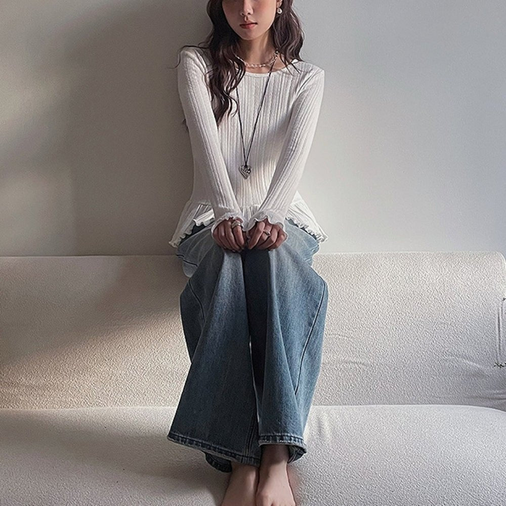 裾フリルカットソートップス｜オフィスカジュアル レディース 通販【ミレジェネ】