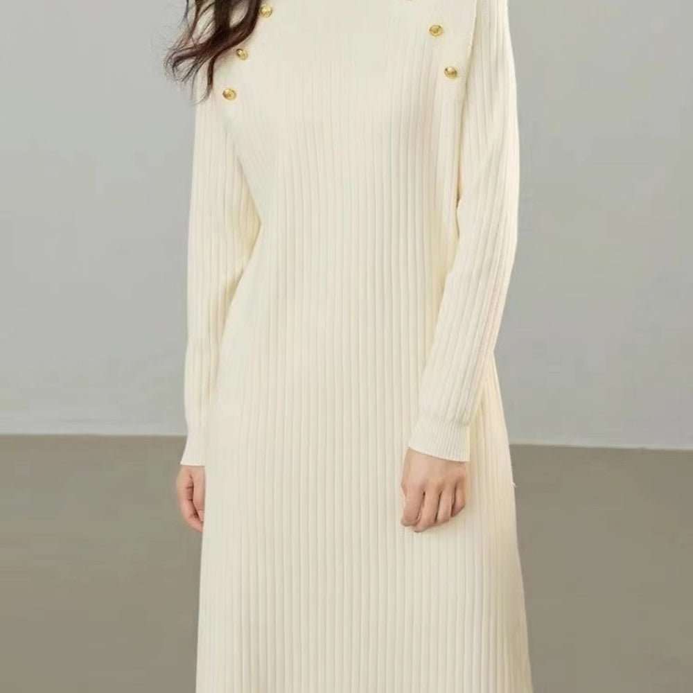 金ボタンハイネックワンピース｜オフィスカジュアル レディース 通販