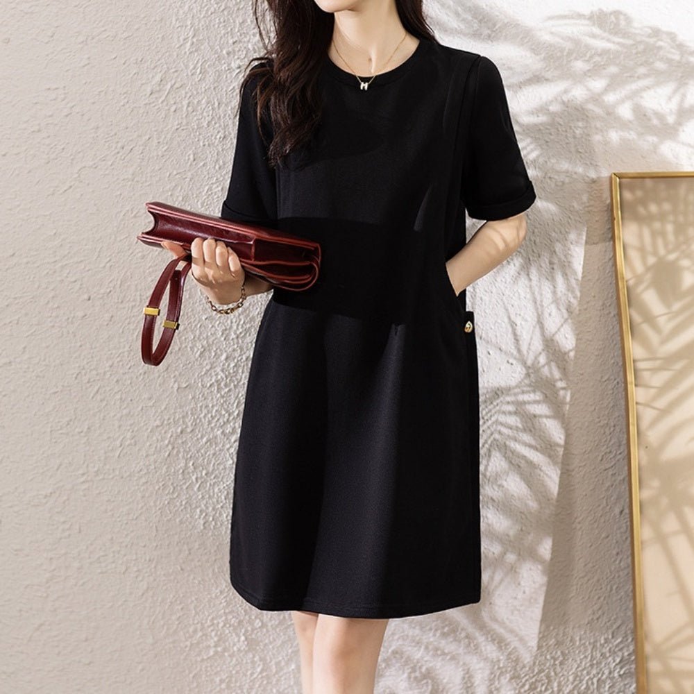 ラウンドカラー半袖ワンピース｜オフィスカジュアル レディース 通販【ミレジェネ】