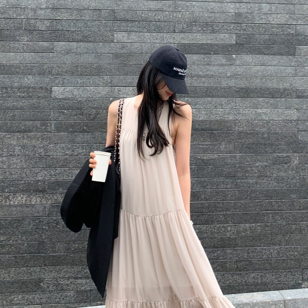 【骨格ナチュラルさんにおすすめ】ノースリーブシフォンティアードワンピース [ミレジェネ]｜オフィスカジュアル レディース 通販【ミレジェネ】