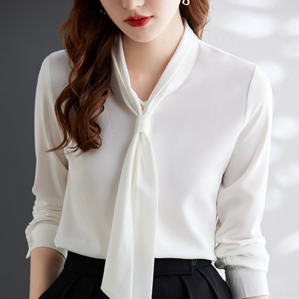 長袖ボウタイブラウス｜オフィスカジュアル レディース 通販【ミレジェネ】