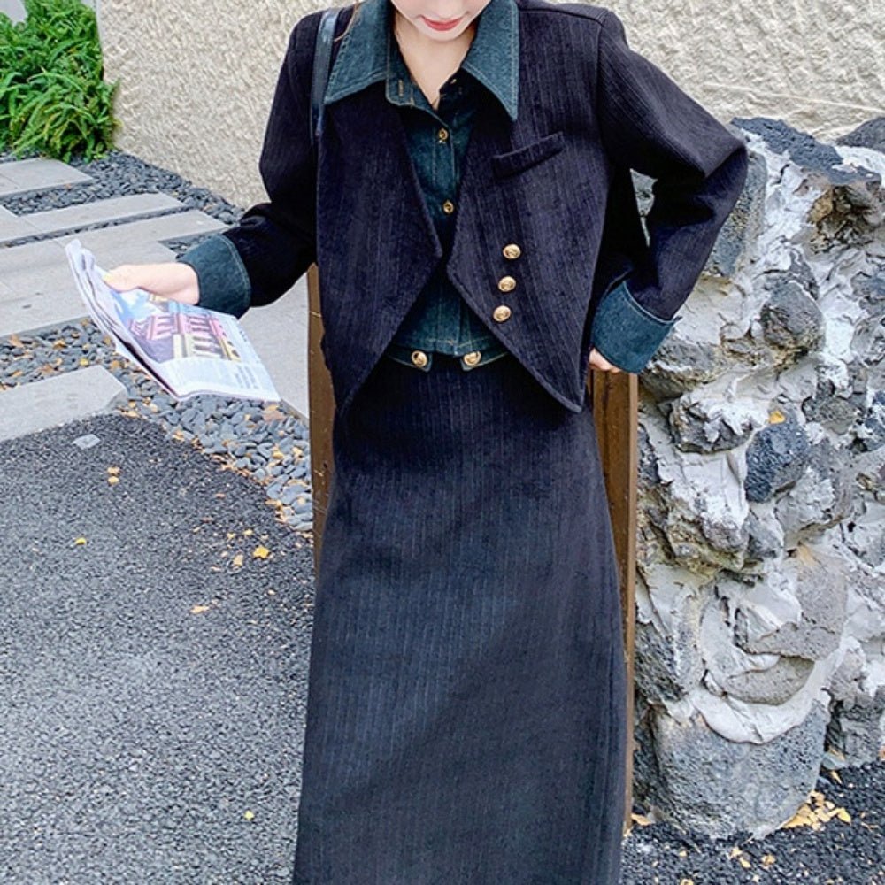 フェイクジャケット・ロングスカートセットアップ｜オフィスカジュアル レディース 通販【ミレジェネ】