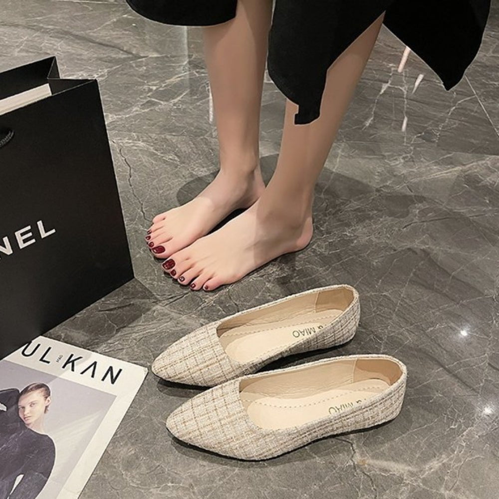 シンプルツイードフラットパンプス｜オフィスカジュアル レディース 通販【ミレジェネ】