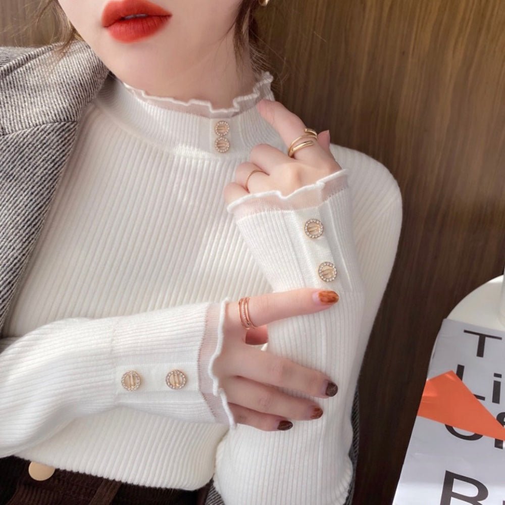 シアーフリルトリムリブニット｜オフィスカジュアル レディース 通販【ミレジェネ】