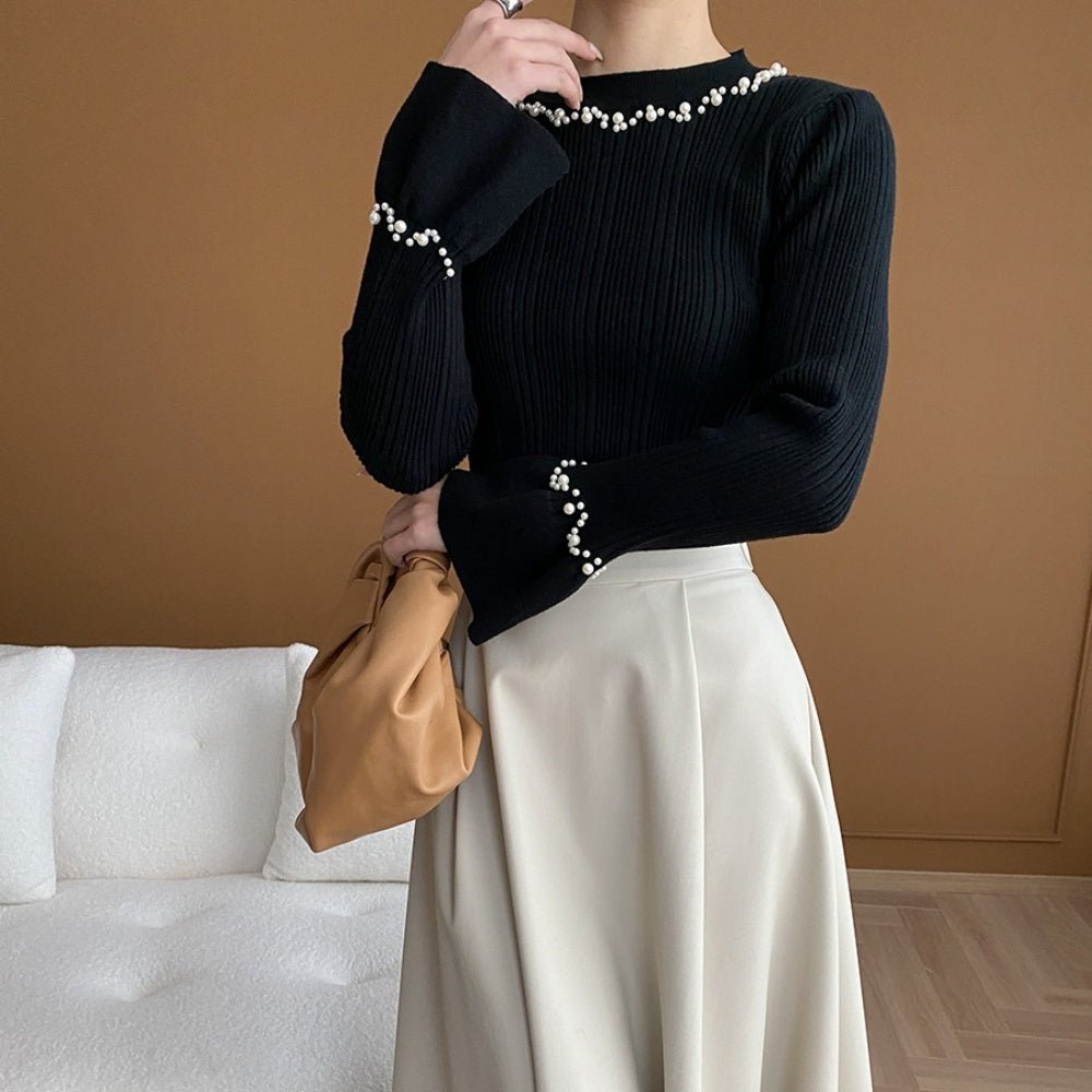 パール付スリムニット｜オフィスカジュアル レディース 通販【ミレジェネ】