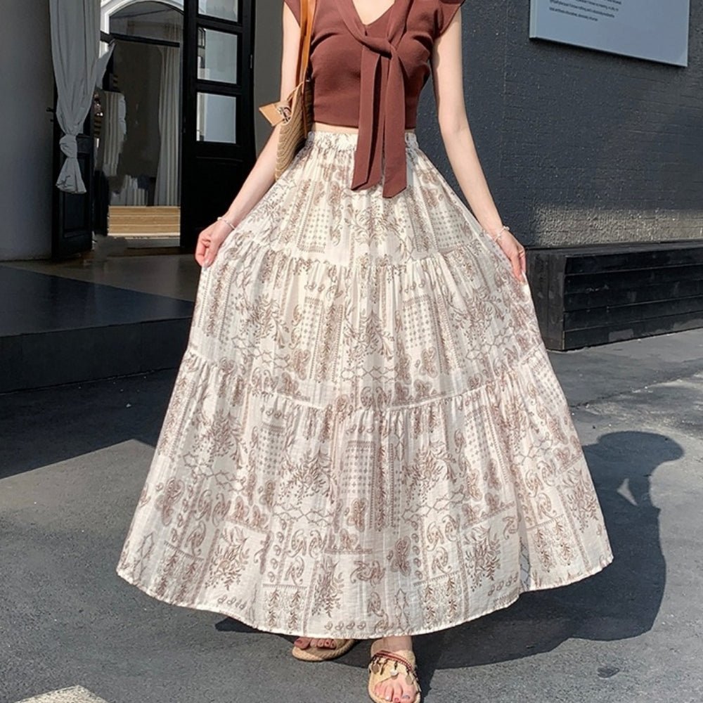 レトロバンダナ柄ティアードスカート｜オフィスカジュアル レディース 通販【ミレジェネ】