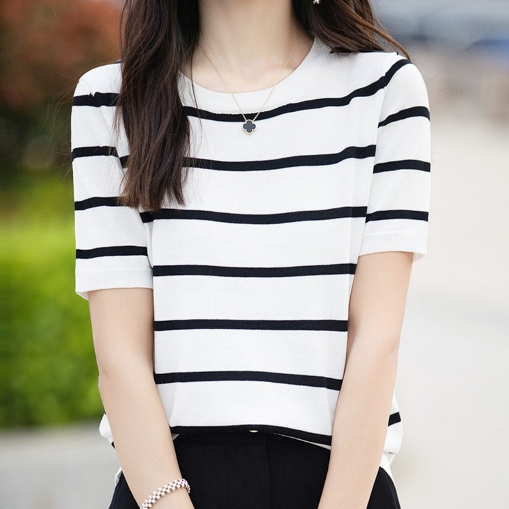 フレンチボーダー薄ニットトップス｜オフィスカジュアル レディース 通販【ミレジェネ】