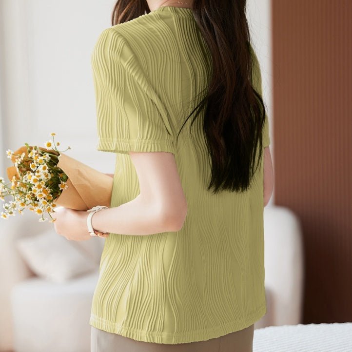 ニュアンスライン半袖トップス｜オフィスカジュアル レディース 通販【ミレジェネ】