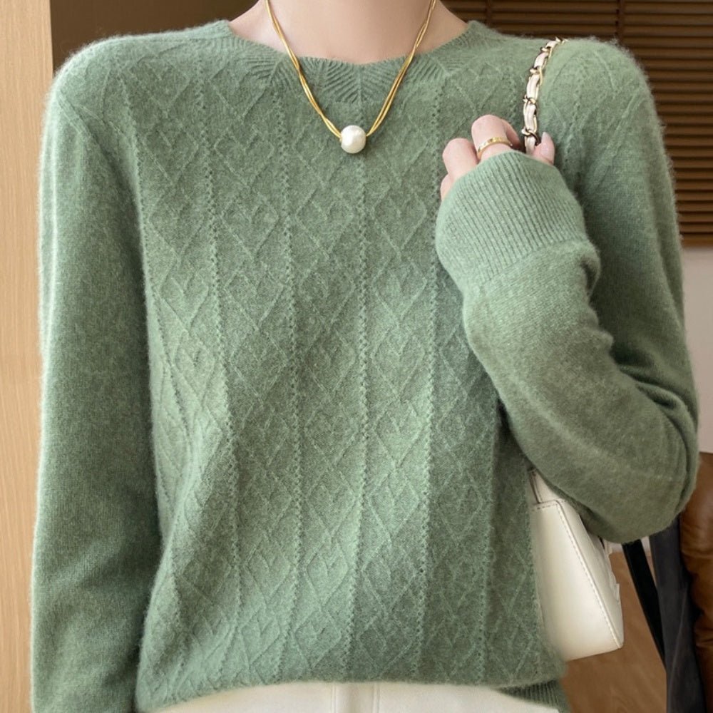 ラウンドネックダイヤ模様ニット｜オフィスカジュアル レディース 通販【ミレジェネ】