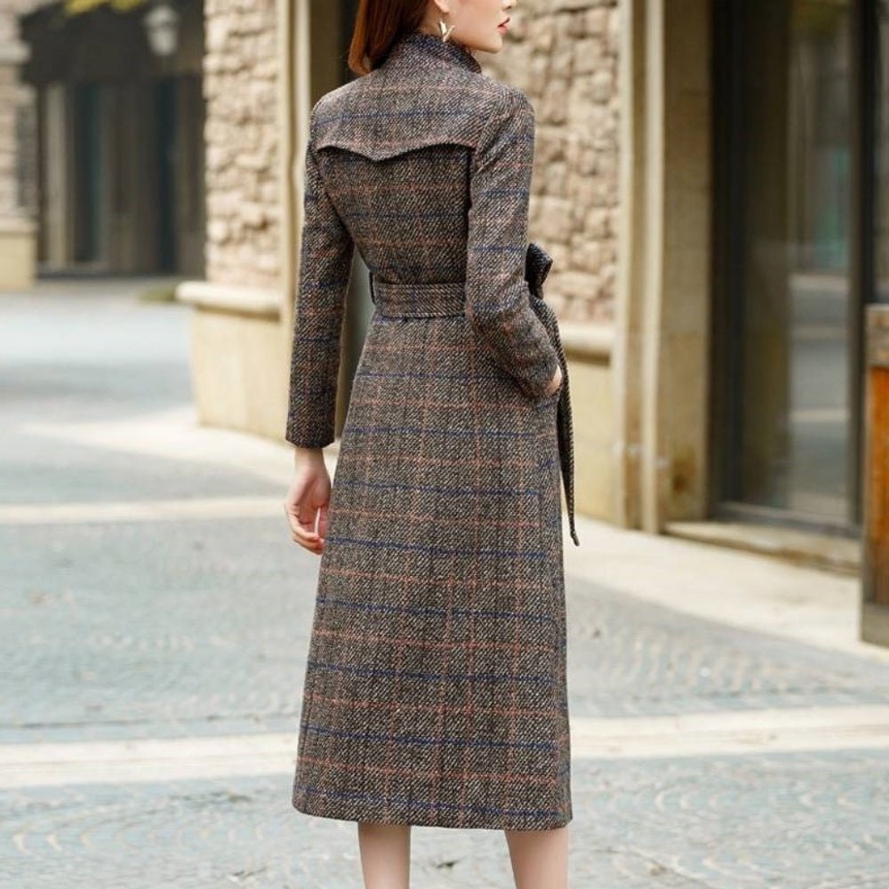 チェック柄スタンドカラーコート｜オフィスカジュアル レディース 通販【ミレジェネ】