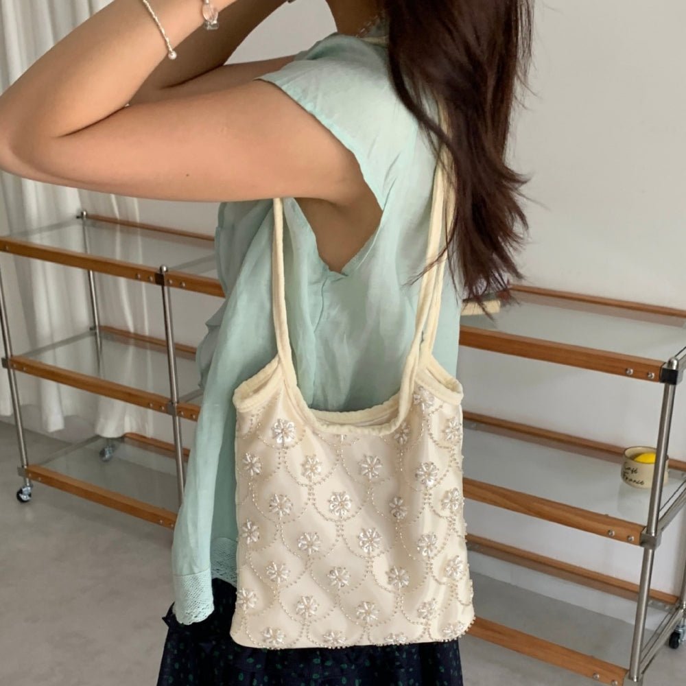 ビーズ刺繍サテントートバッグ｜オフィスカジュアル レディース 通販【ミレジェネ】