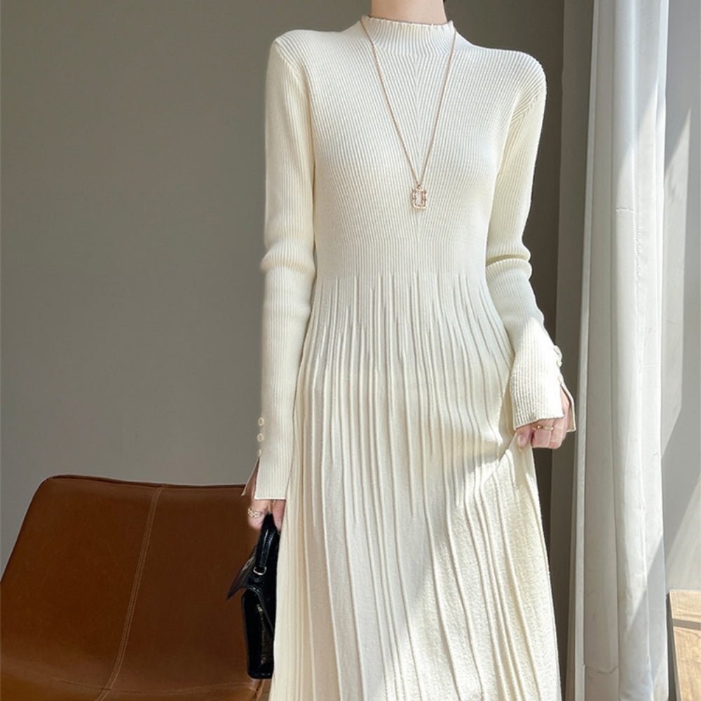 切り替えプリーツニットワンピース｜オフィスカジュアル レディース 通販【ミレジェネ】